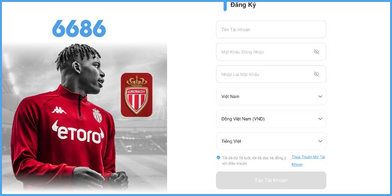 đăng ký 6686 Điền thông tin vào biểu mẫu đăng ký 6686