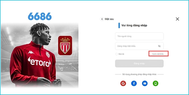 quên mật khẩu Thành viên nhấn chọn vào chức năng quên mật khẩu